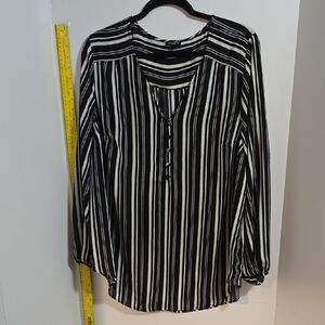 Torrid Harper Black and White Striped Blouse